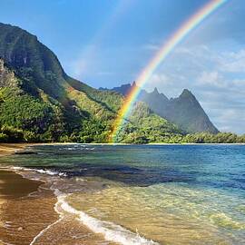 Rainbow over Haena Beach by M Swiet Productions