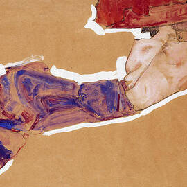 Reclining Semi-Nude with Red Hat by Egon Schiele
