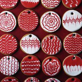 Red And White Christmas Cookies by Romulo Yanes