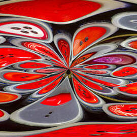 Red button orb by Jean Noren