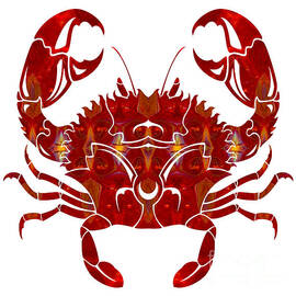 Red Crab Fantasy Designs Abstract Holiday Art by Omaste Witkowsk