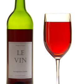 Red Wine Bottle and Glass by Olivier Le Queinec