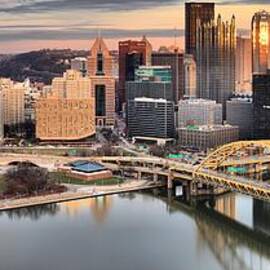 Reflections Of Pittsburgh Panorama by Adam Jewell