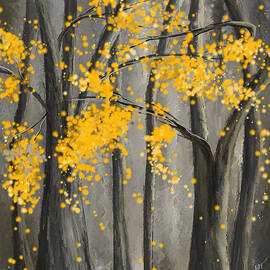 Rejuvenating Elements- Yellow And Gray Art by Lourry Legarde