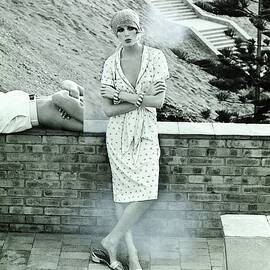 Rene Russo Wearing A Short-sleeved Print Dress by Henry Clarke