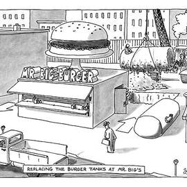 Replacing The Burger Tanks At Mr. Big's by Jack Ziegler