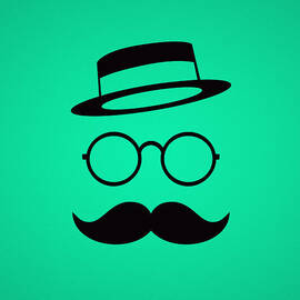 Retro Minimal vintage face with Moustache and Glasses by Philipp Rietz