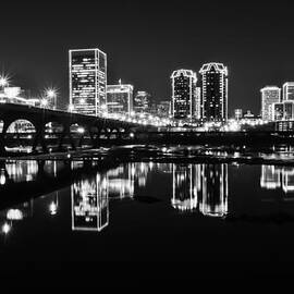 Richmond Night Skyline BW by Stacy Abbott
