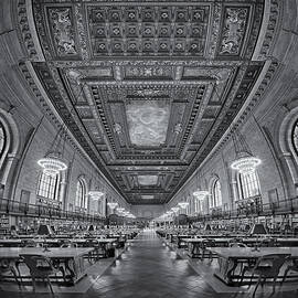 Rose Main Reading Room At The NYPL bw by Susan Candelario