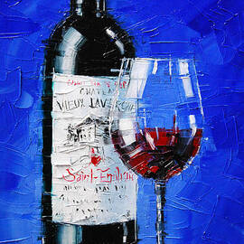 Still life with wine bottle and glass 2 by Mona Edulesco