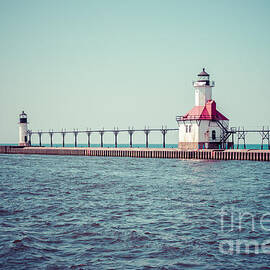 Saint Joseph Michigan Lighthouse Retro Picture  by Paul Velgos