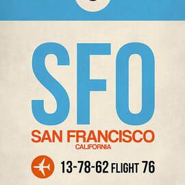 San Francisco Luggage Tag Poster 1 by Naxart Studio