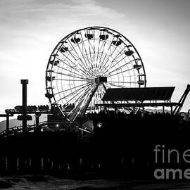 Santa Monica Ferris Wheel Black and White Photo by Paul Velgos