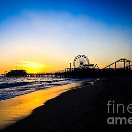 Santa Monica Pier Pacific Ocean Sunset by Paul Velgos