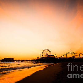 Santa Monica Pier Sunset Southern California by Paul Velgos