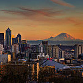 Seattle Sunset Panorama by Mary Jo Allen