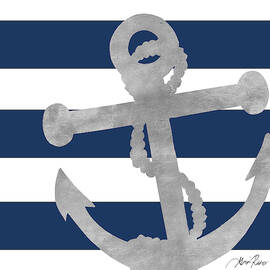 Silver Coastal On Blue Stripe I by Gina Ritter