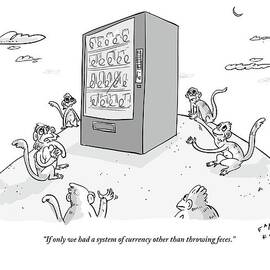 Six Monkeys Surround A Vending Machine On Top by Farley Katz