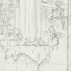 Sketch Of A Formal Dining Room by Carl Oscar August Erickson