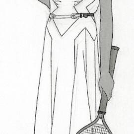 Sketch Of Woman In Tennis Dress by Polly Tigue Francis