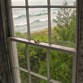 South Manitou Island Lighthouse Window by Mary Lee Dereske