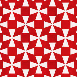 Spice Twirl- Red and White Pattern by Linda Woods