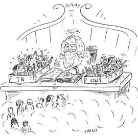 St. Peter Is Seen In Heaven At A Desk With Two by David Sipress