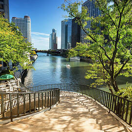 Stairs To The Chicago Riverwalk by Pgiam