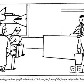 Stewardess Giving Directions To People Who by Bruce Eric Kaplan