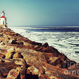 Stone And Ice At Wisconsin Point by Duluth To Door County Photography