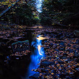 Stream Under Autumn Full Moon by Jeff Sinon