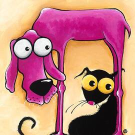 Stressie Cat and the pink dog by Lucia Stewart