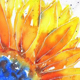 Sunflower Blue Orange and Yellow by Carlin Blahnik CarlinArtWatercolor