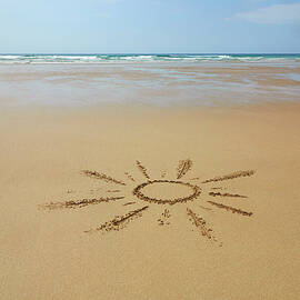 Sunshine Drawn In Sand At Beach by Dougal Waters