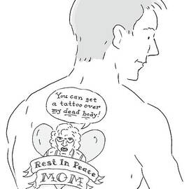 The Cartoons Shows A Man With A Large Back Tattoo by Kim Warp