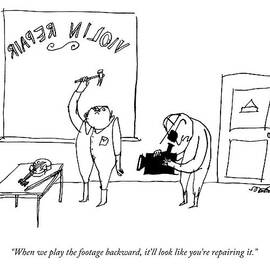 The Director Of A Camera Crew Filming In A Violin by Edward Steed