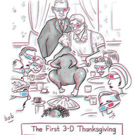 The First 3-d Thanksgiving.  A Turkey Is Dancing by Bob Eckstein