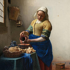 The Milkmaid - Johannes Vermeer Painting Print by Georgia Clare
