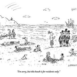 The Pilgrims Arrive At A Native American Beach by David Sipress