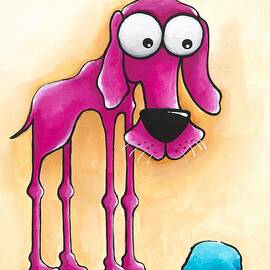 The Pink Dog and his blue ball by Lucia Stewart