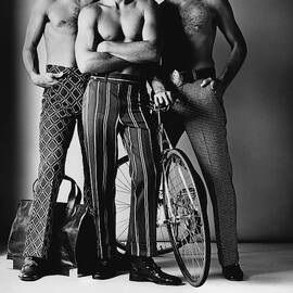 Three Male Models Wearing Patterned Trousers by Ken Haak