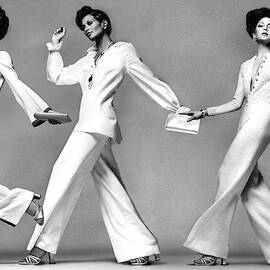 Three Models Wearing Evening Pajamas by Francesco Scavullo