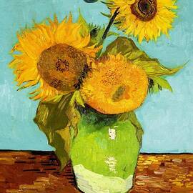 Three Sunflowers In A Vase by Vincent Van Gogh