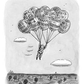 Title: Helium Parachute 
A Sad Man Floats by Roz Chast