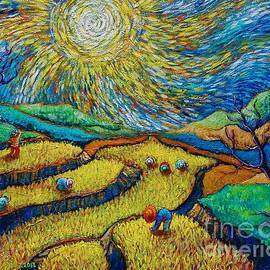 Toil Today Dream Tonight diptych painting number 1 after Van Gogh by Paul Hilario