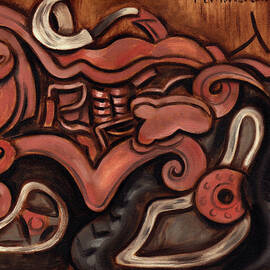 Abstract Red Tractor Art Print by Tommervik