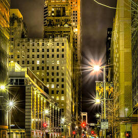 Travis and Lamar Street at Night by David Morefield