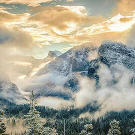 Tunnel View With Snow And Fog At by William Toti