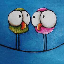 Twittering girls by Lucia Stewart