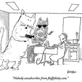 Two Cats Threaten An Old Lady by Ken Krimstein